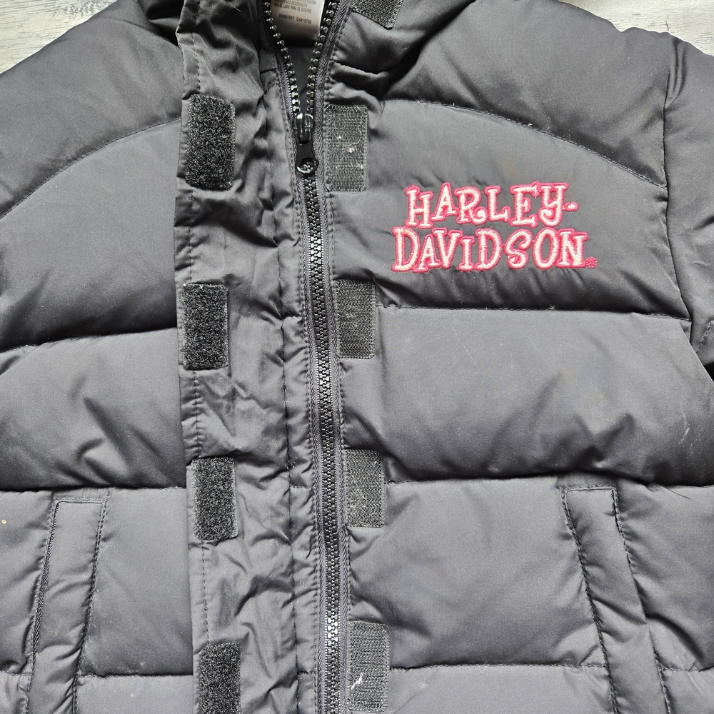 Harley-Davidson Kids Black Puffer with Fur Hood - Picture 3 of 6